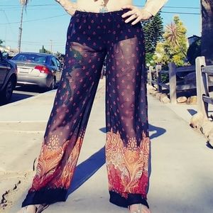 Raviya Sheer Paisley Bohemian Wide Leg Pants